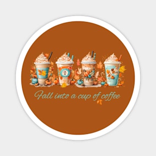 Fall decorated creamy coffees Magnet